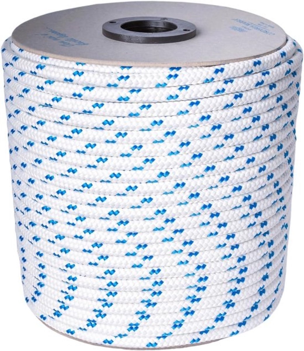 Polyester Touw - Bevestigingstouw - Buiten Gebruik - Hoge UV Weerstand - 12mm x 20m - Wit Blauw
