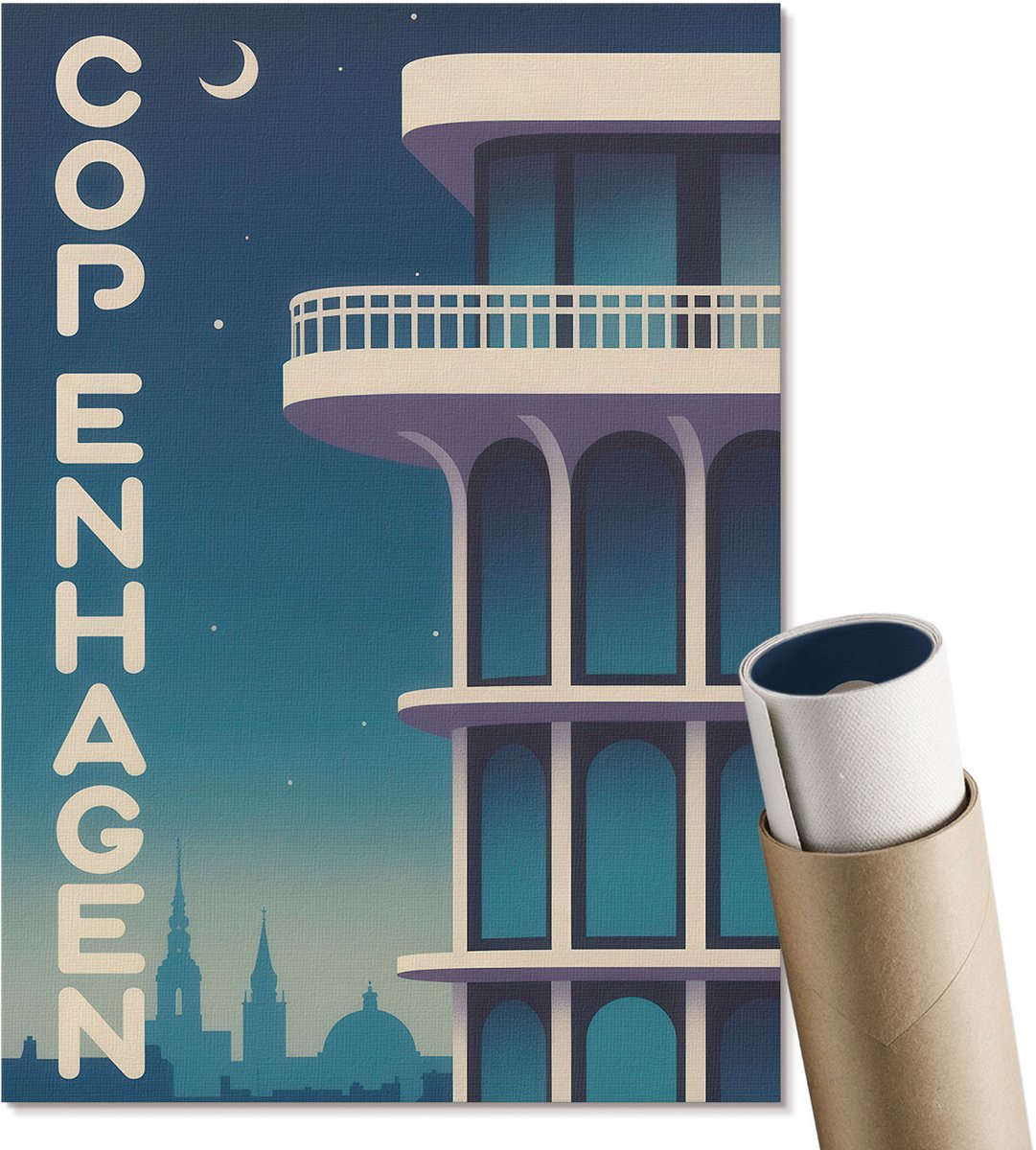 Coloray Polycanvas Wandposter - Visser In De Sneeuw, Beige - A2 - Zwart Kunst - Rechthoek - Wandkunstwerk - Slaapkamer - Klassiek