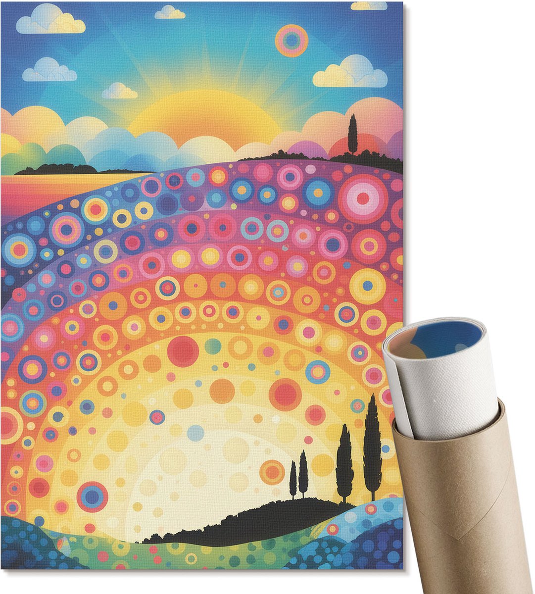 Coloray Polycanvas Wandposter - Vrouw In Het Water, Fotografie - A2 - Zwart-wit Patroon - Rechthoek - Muurkunst - Woonkamer, Slaapkamer, Kantoor - Klassiek