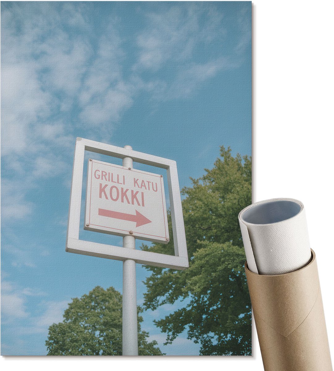 Coloray Polycanvas Wandposter - Mistig Landschap, Grijs - A3 - Zwart-wit Patroon - Rechthoek - Interieurdecoratie - Kantoor - Klassiek