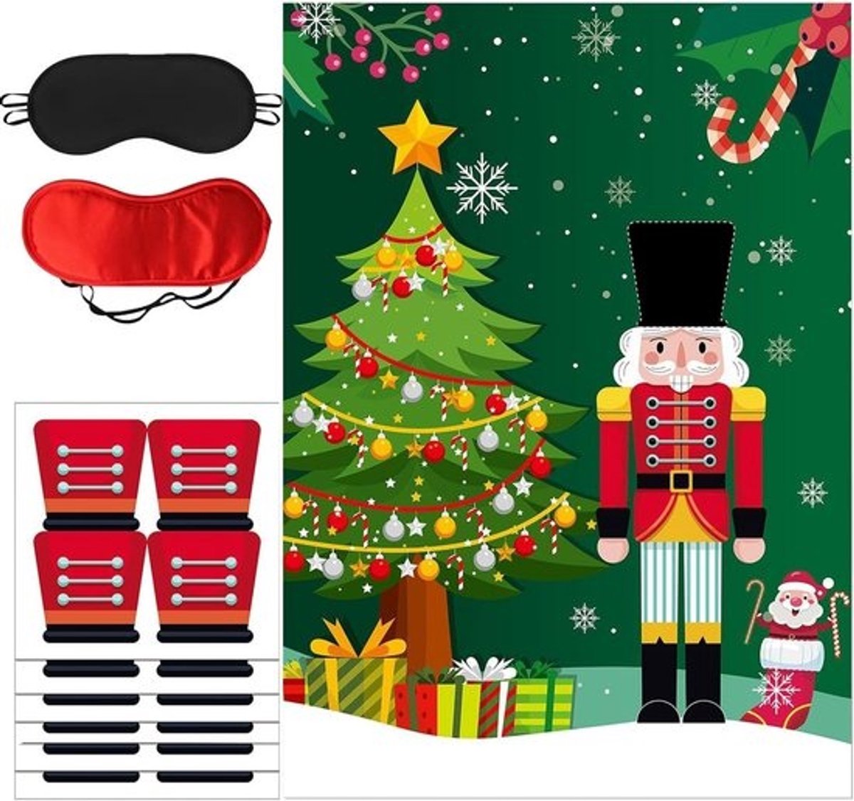 Kerstspelletjes - Feestspel Familie - Kerstfeest Activiteit - Interactief Blinddoek - 51x28 cm
