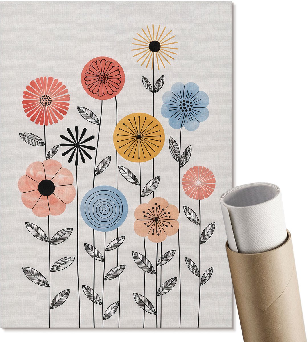 Coloray Canvas Poster Polycanvas - Stadsnacht, Blauw - A3 - Wit Poster - Rechthoek - Decoratieve poster - Kantoor - Modern