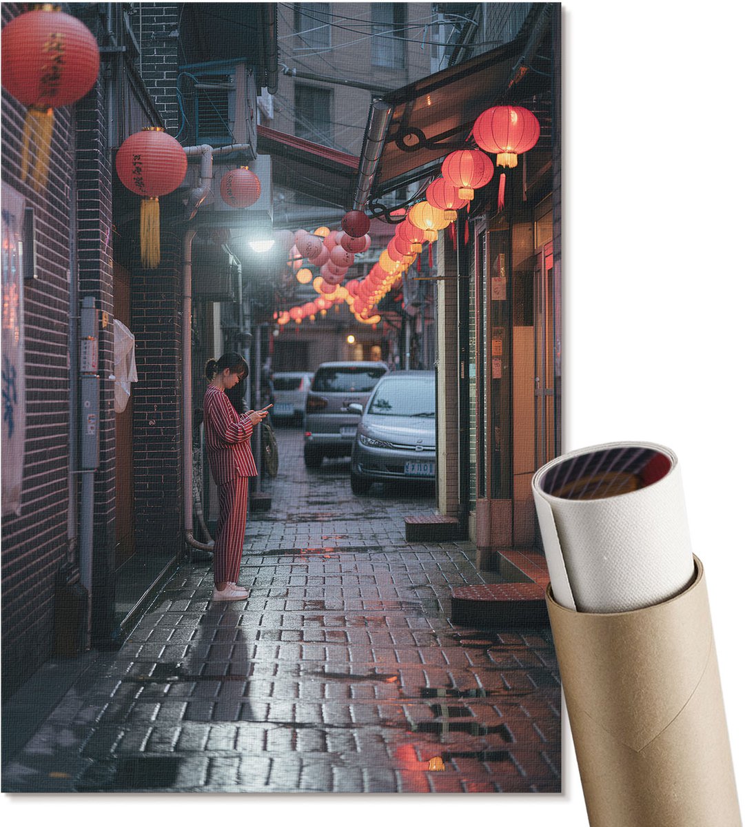Coloray Polycanvas Wandposter - Stadskanaal, Blauw - A4 - Rood Wandposter - Rechthoek - Canvasposter - Woonkamer - Modern