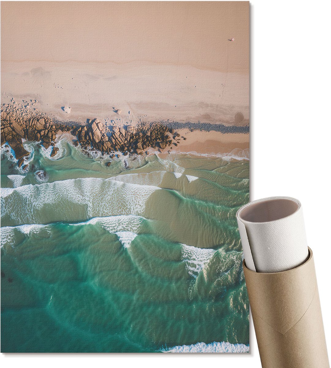 Coloray Polycanvas Wandposter - Stad 'S Nachts, Zwart-wit - A4 - Beige Wanddecoratie - Rechthoek - Wandkunstwerk - Slaapkamer - Modern
