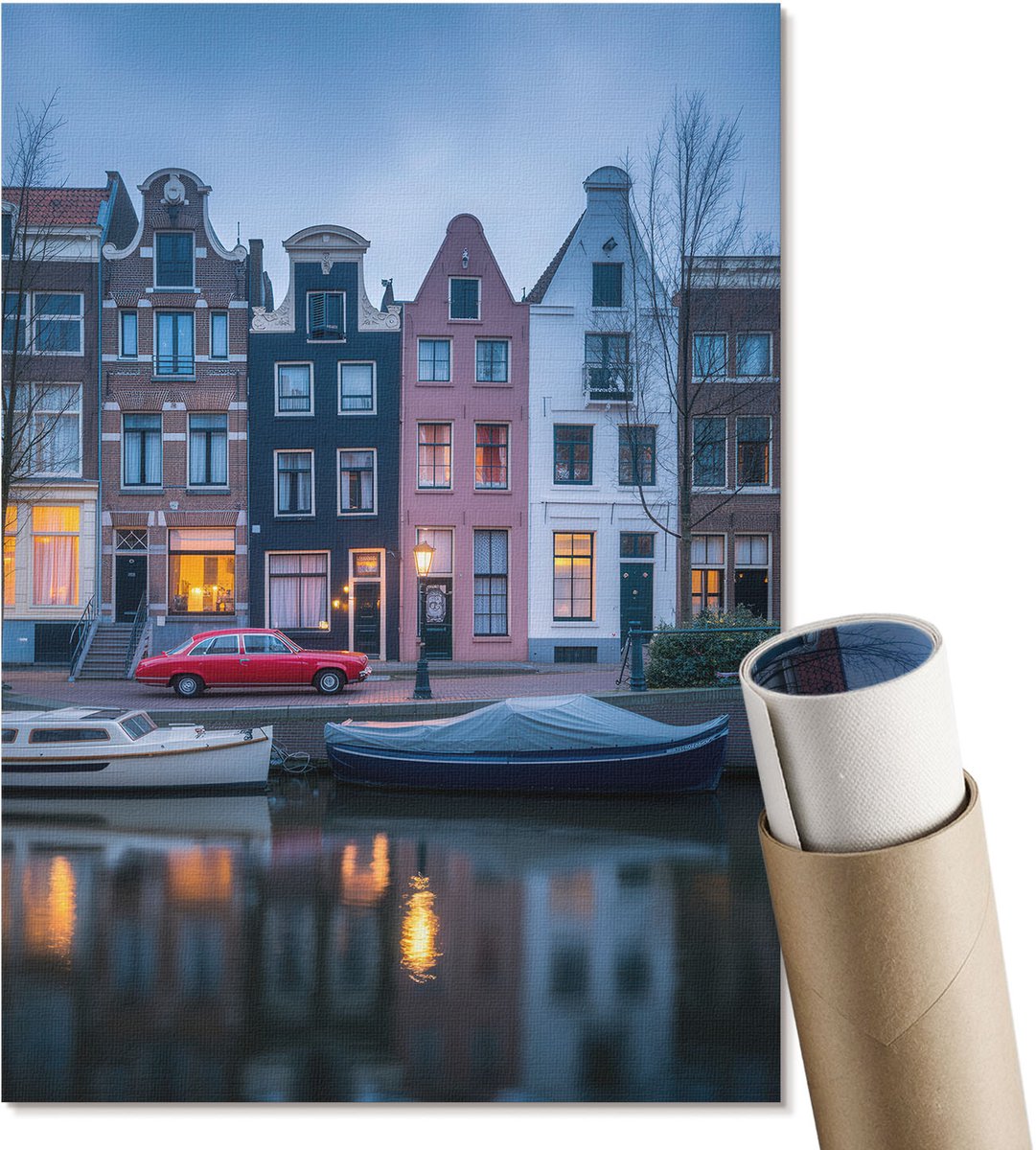 Coloray Polycanvas Poster - Stadsstraat, Fotografie - A3 - Zwart-wit Kunst - Rechthoek - Wandkunst - Woonkamer, Slaapkamer, Kantoor - Modern