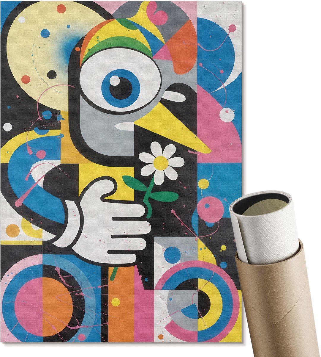 Coloray Polycanvas Wandposter - Bloemenmotief, Fotografie - A3 - Wit Wanddecoratie - Rechthoek - Muurkunst - Woonkamer, Slaapkamer, Kantoor - Klassiek