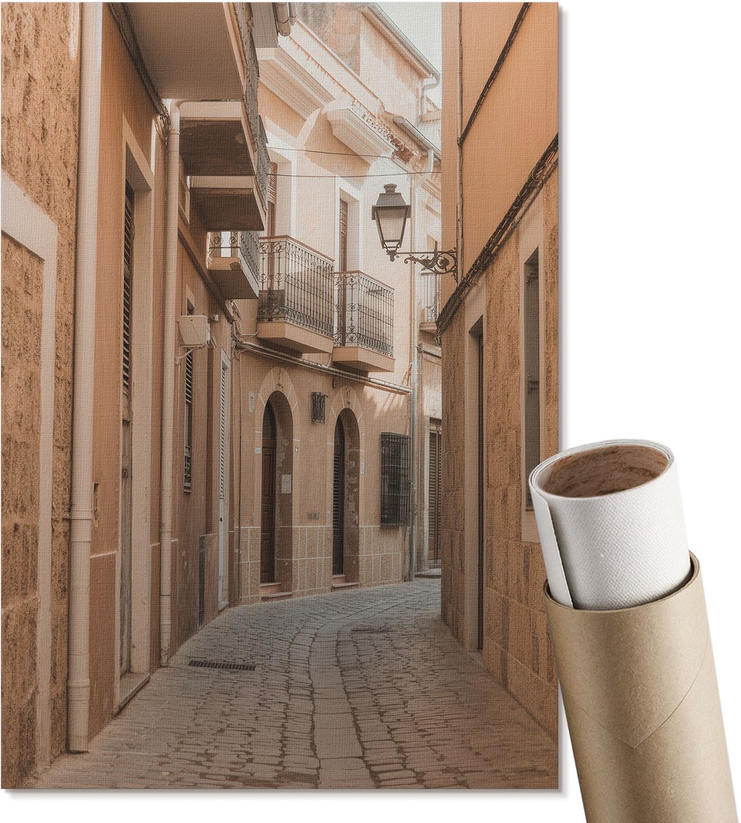 Coloray Polycanvas Wandposter - Stadsstraat, Fotografie - A4 - Beige Motief - Rechthoek - Muurkunst - Woonkamer, Slaapkamer, Kantoor - Klassiek