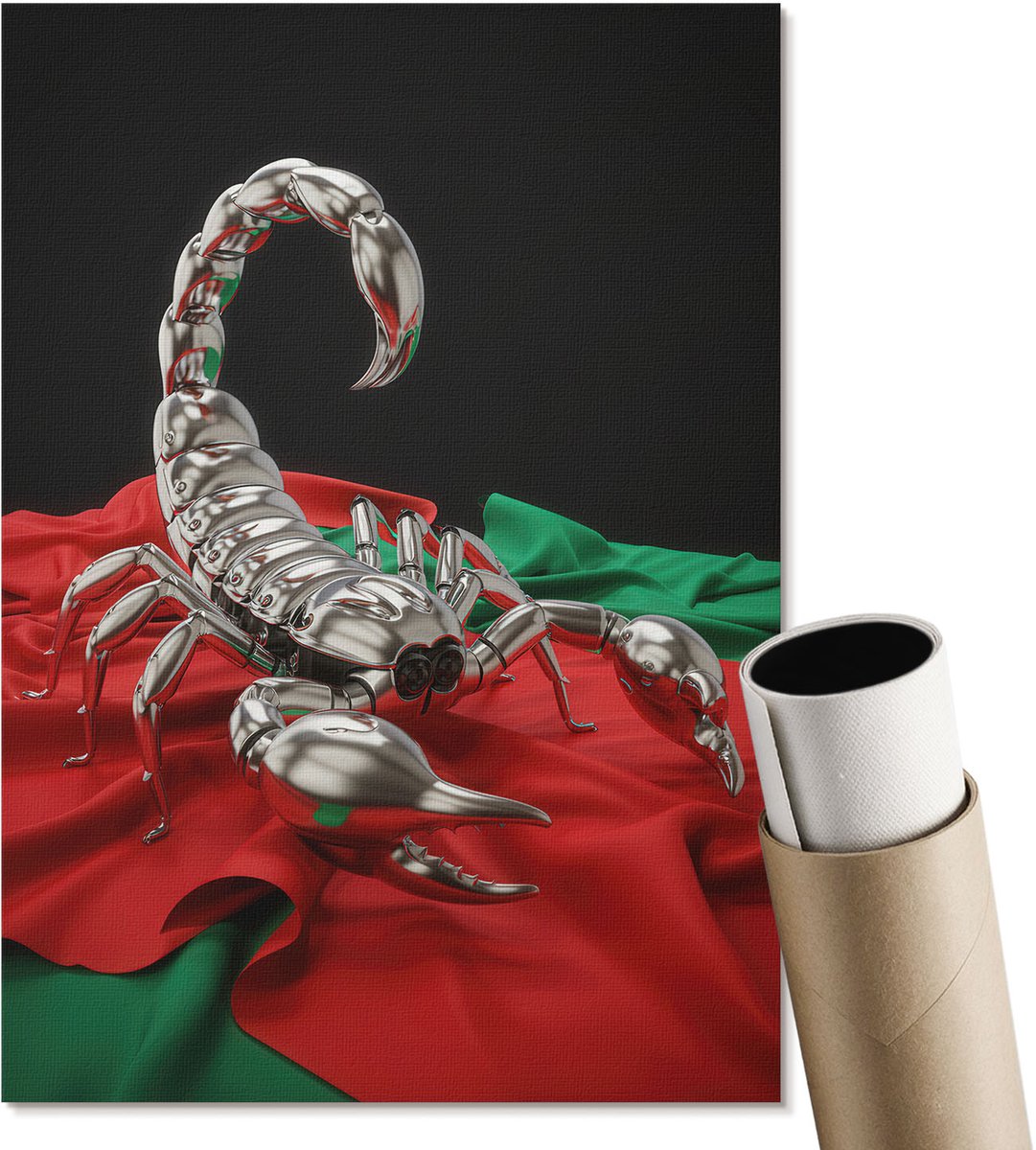 Coloray Polycanvas Poster - Mechanische Schorpioen, Illustratie - A4 - Grijs Wanddecoratie - Rechthoek - Muurdecoratie - Woonkamer, Slaapkamer, Kantoor - Modern