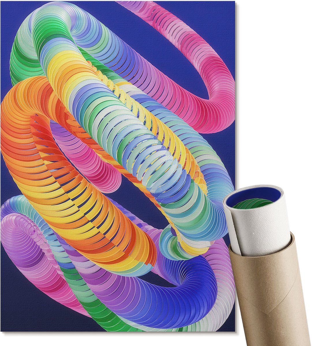 Coloray Canvas Poster Polycanvas - Kleurrijke Abstractie, Schilderen - A4 - Blauw Decoratie - Rechthoek - Decoratieve poster - Woonkamer, Slaapkamer, Kantoor - Modern