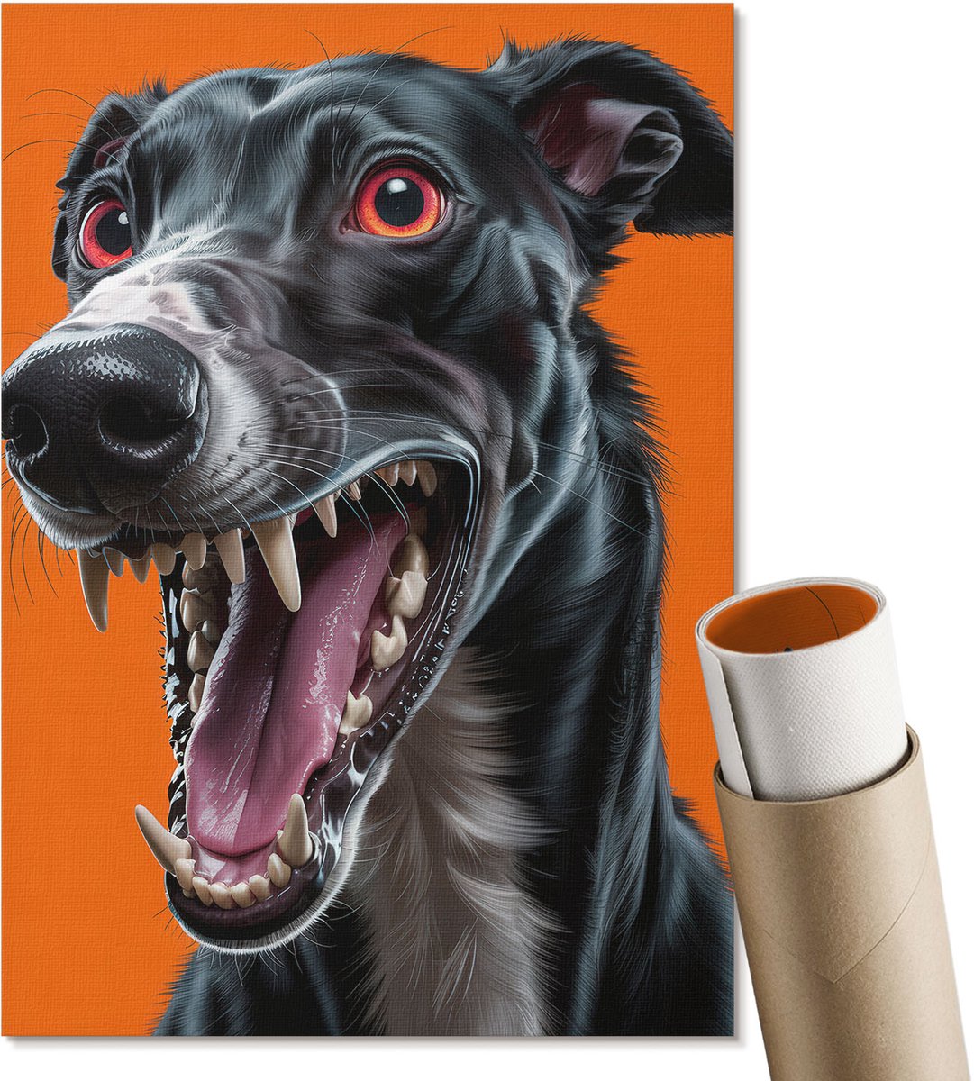 Coloray Polycanvas Poster - Zwarte Hond, Fotografie - A4 - Zwart Illustratie - Rechthoek - Kunstposter - Woonkamer, Slaapkamer, Kantoor - Expressief