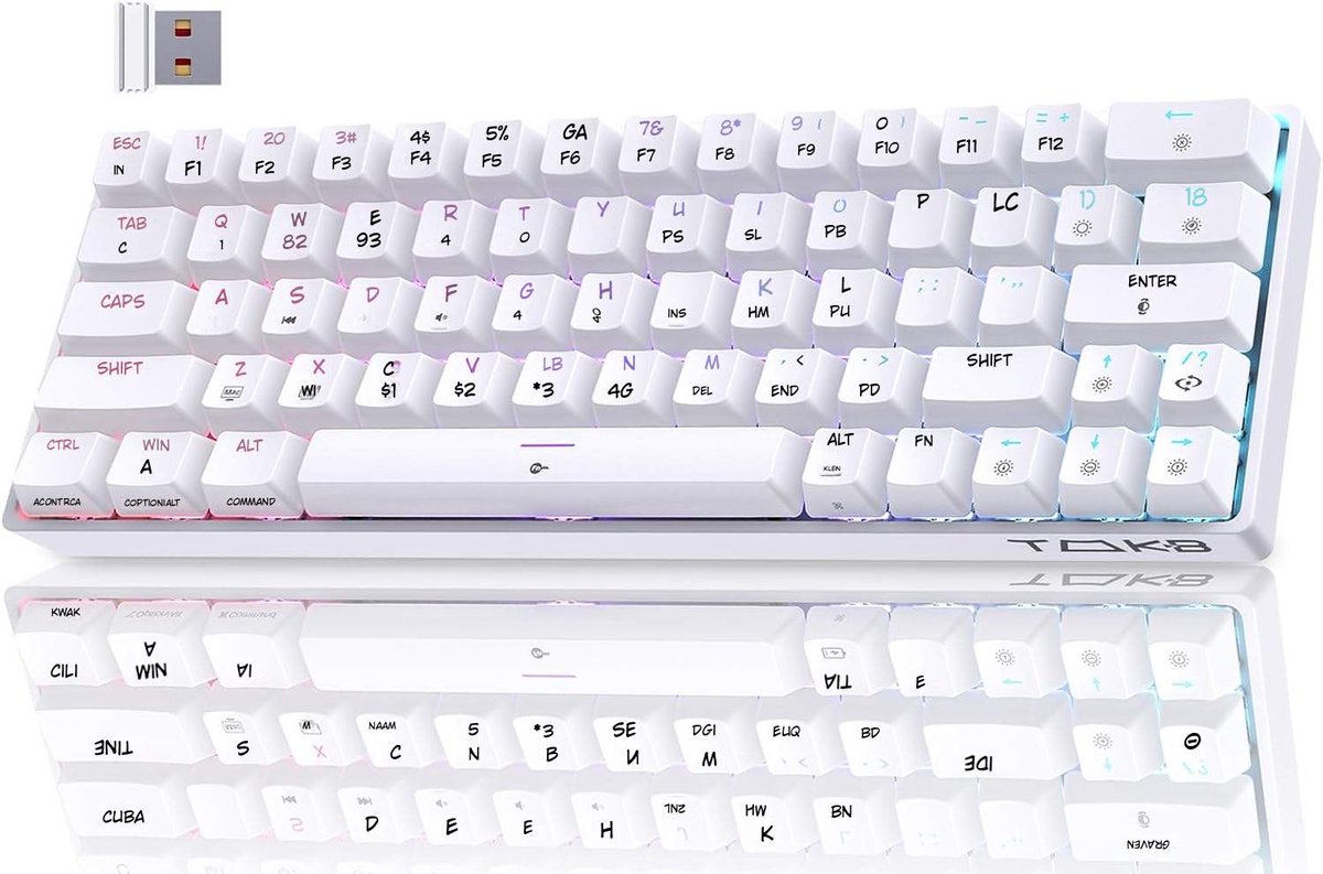 Kavora Gaming Toetsenbord - Toetsenbord Gaming - Toetsenborden - Draadloze Gaming Toetsenbord - Wit - 30cm x 14cm x 4cm