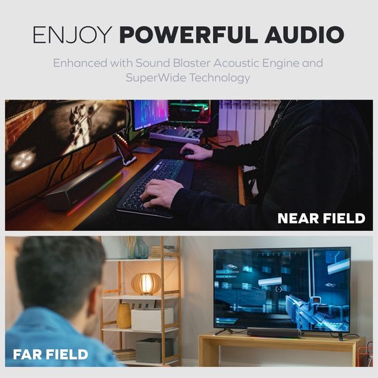 Gaming Soundbar - Audio Systeem - Immersieve Ervaring - SuperWide Geluidstechnologie - 61.1 Centimeter - Zwart — afbeelding 3