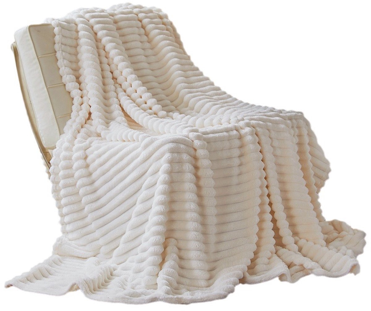 Deken - Fleece deken - 150x200 cm - Extra zacht, dik, warm en pluizig flanel - Gemakkelijk te wassen - Ademend en comfortabel - Geschikt voor banken, bedden en meubelbekleding - Gebroken wit
