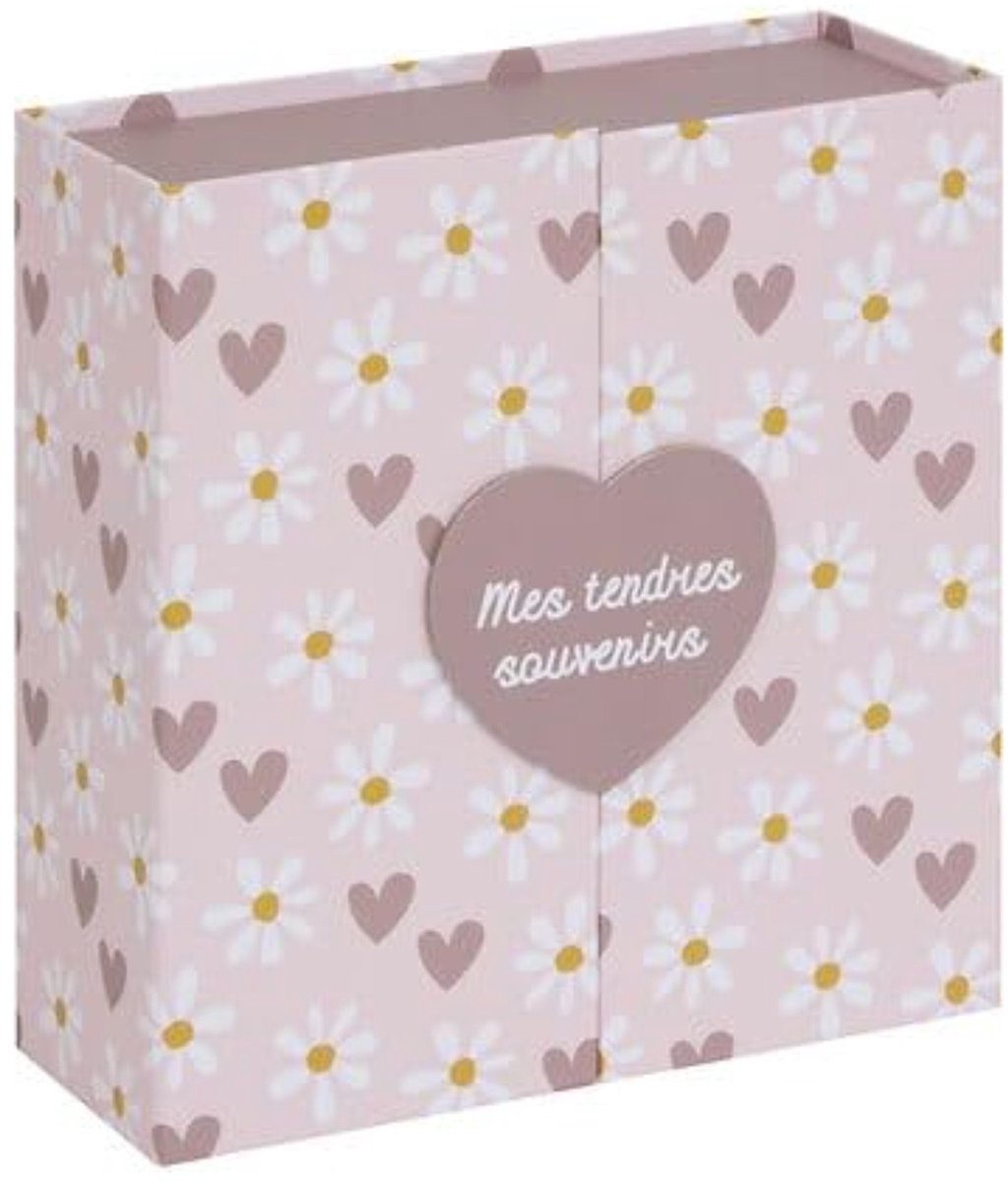 WEB2O Baby Herinneringendoos - 9 Laden - Roze - Hartjes en Bloemen