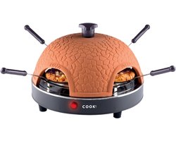 COOK-IT Pizza Oven 4 Personen - Mini Pizzaoven 800W - Pizza Oven voor op Tafel - Terracotta Koepel - Inclusief 4 Pizzaspatels