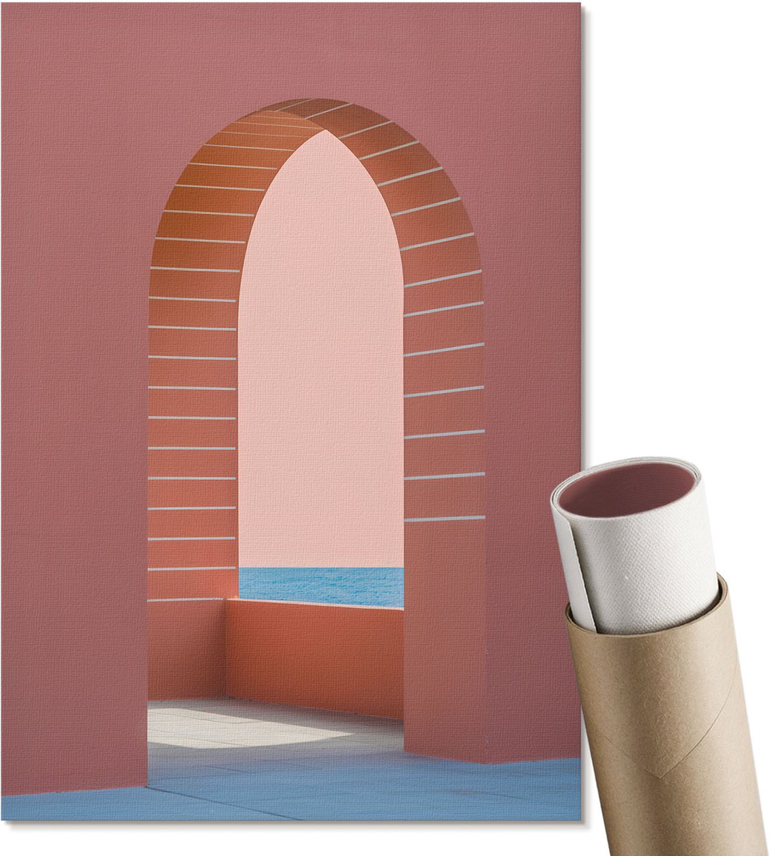 Coloray Polycanvas Wandposter - Pastel Architectuur, Fotografie - A4 - Oranje Illustratie - Rechthoek - Interieurdecoratie - Woonkamer, Slaapkamer, Kantoor - Modern