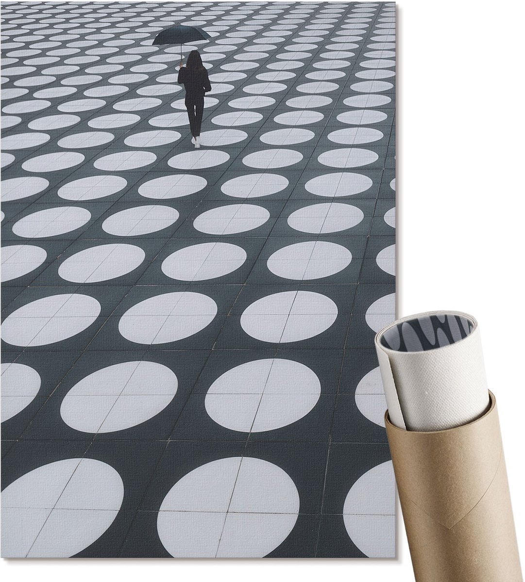 Coloray Polycanvas Wandposter - Geometrische Patronen, Fotografie - A4 - Zwart Illustratie - Rechthoek - Muurkunst - Woonkamer, Slaapkamer, Kantoor - Modern