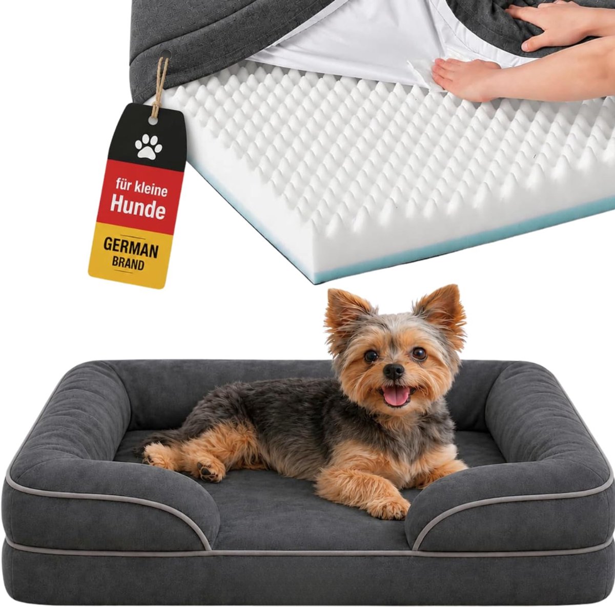 NIVA® Hondenbed - Hondenbank - Hondensofa - Hondenmand - Donkergrijs - 61cm x 48cm x 17cm