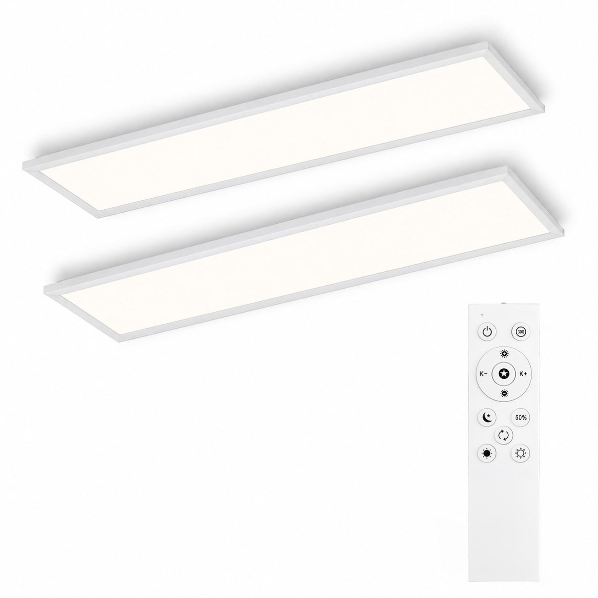 Lovhaus 2x LED Plafondlamp 100x25 cm – 30W – Dimbaar – Rechthoekige Plafondlamp voor Keuken en Kantoor