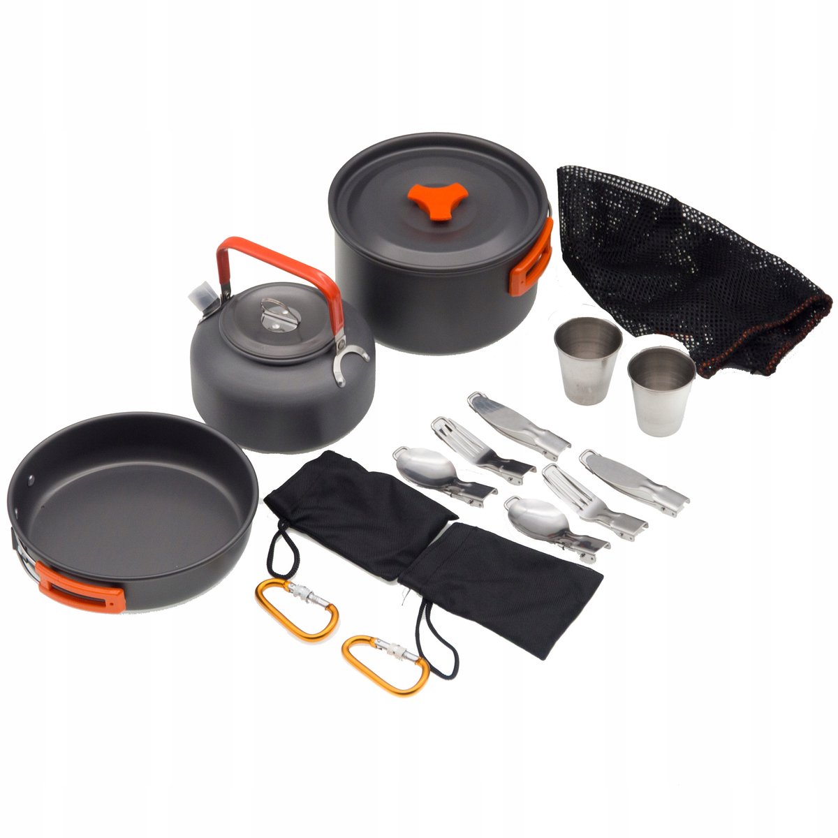 Kampeer Kookset Aluminium 2 Pers. met Pan, Ketel & Bestek