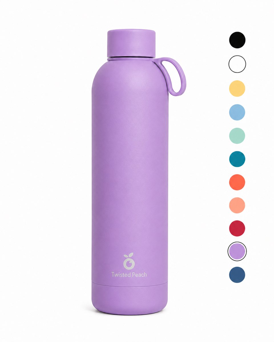 Waterfles RVS | 750ml | Lavendel | Drinkfles | Dubbelwandig | 24 uur gekoeld | 12 uur verwarmd | Twisted Peach®