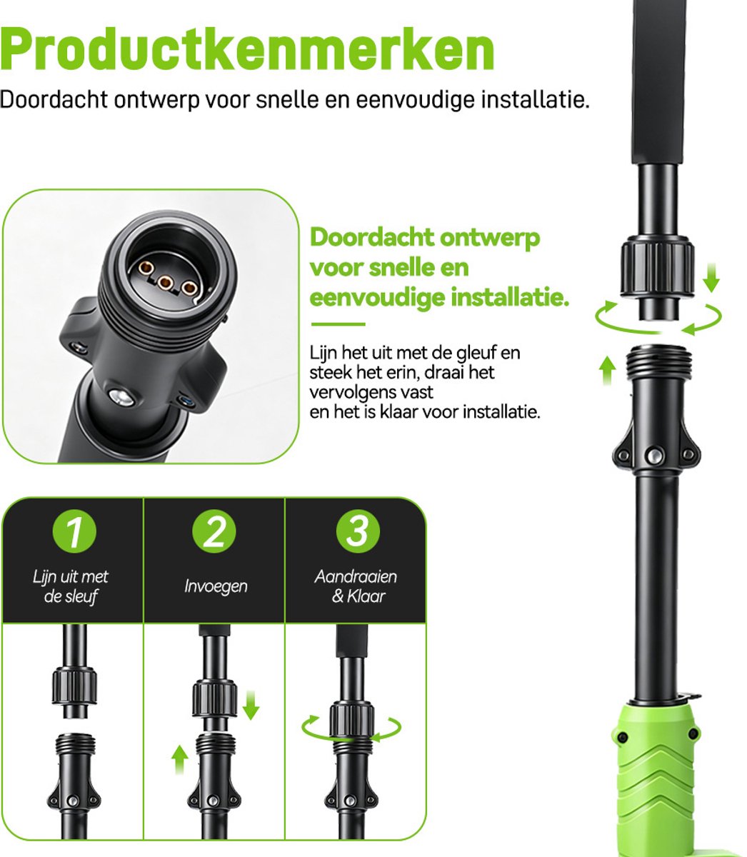 ONEGREEN Kettingzaag Telescopische Steel - Elektrische Snoeischaar - met 2 Accu's - Snoeizaag - werkhoogte tot 2 m - voor boomtakken, houtzagen thumbnail 4