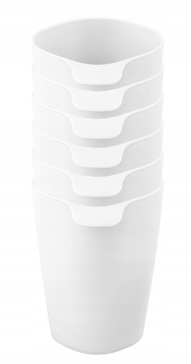 Set van 6 BPA-vrije Kunststof Bekers, 300 ml, Wit, Onbreekbaar