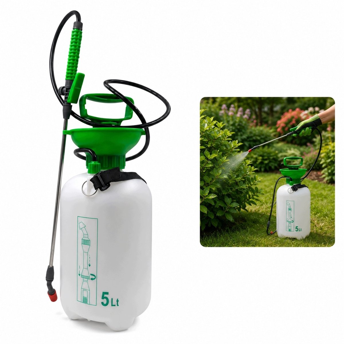 Drukspuit 5L met Verstelbare Lans - Ideaal voor Tuin en Huis