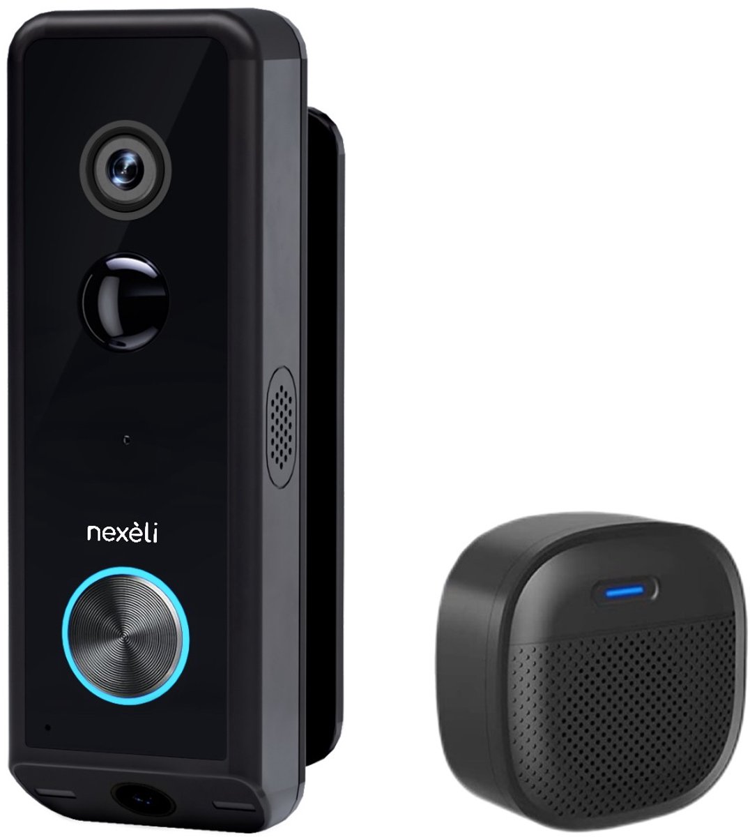 Nexeli NX-VD13plus Video Deurbel met Dubbele Camera – Incl. 64GB microSD-kaart – 2K – Draadloos & Bedraad – 5200mAh Accu – CloudEdge – SD-opslag – Inclusief Gong