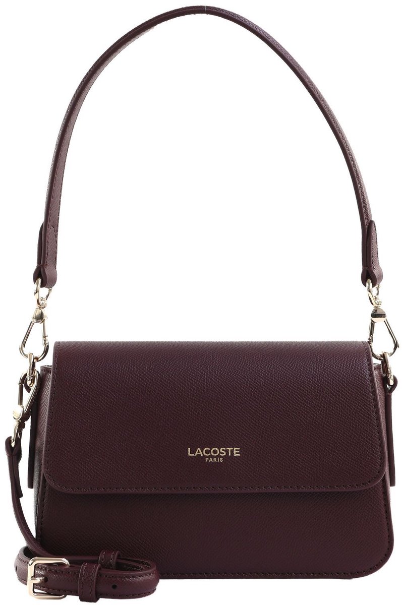 LACOSTE Leren schoudertas Champs-Élysées Flap Crossover Bag Oxalis donkerpaars
