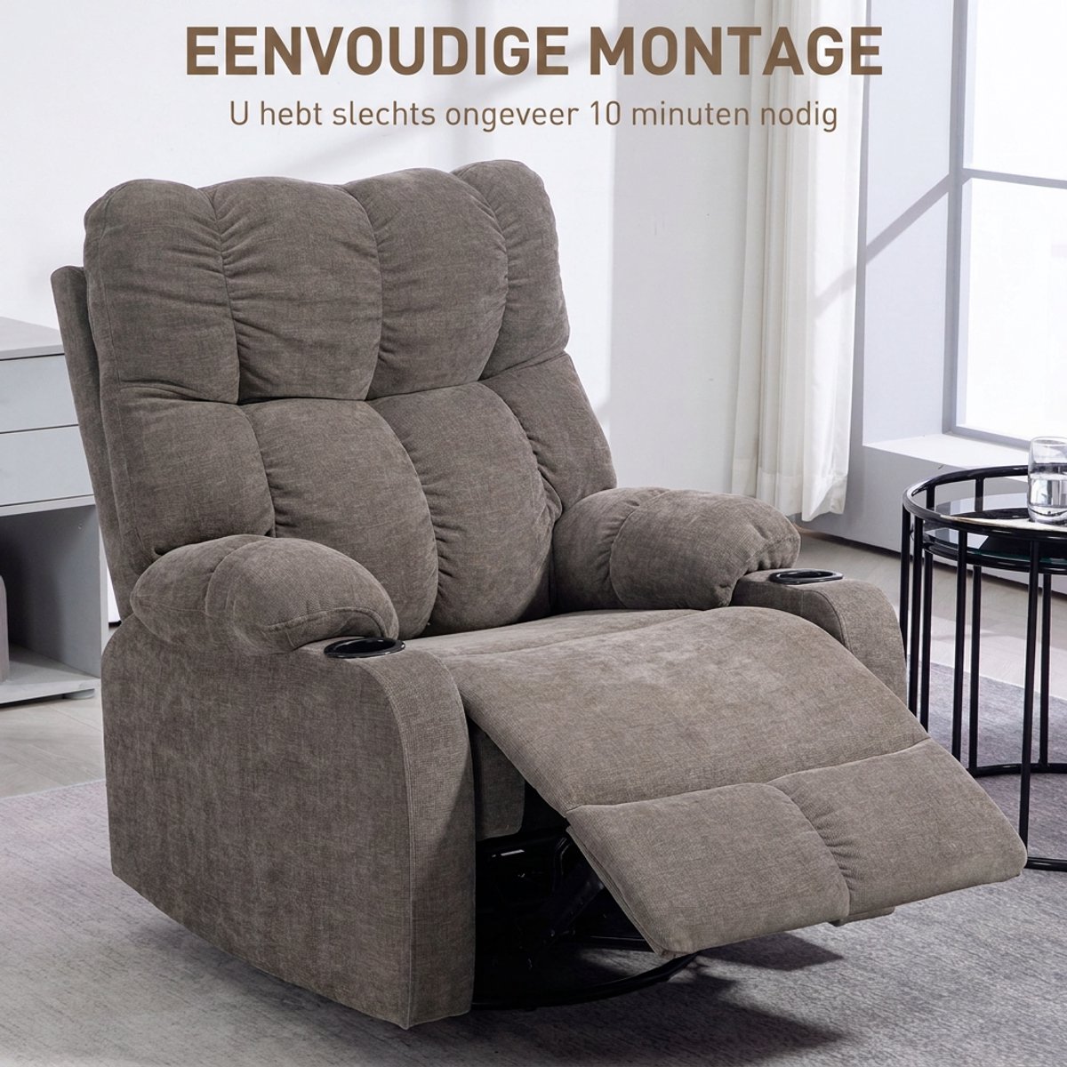 Massagestoel Relaxfauteuil Elektrisch Lichtbruin - afbeelding 2