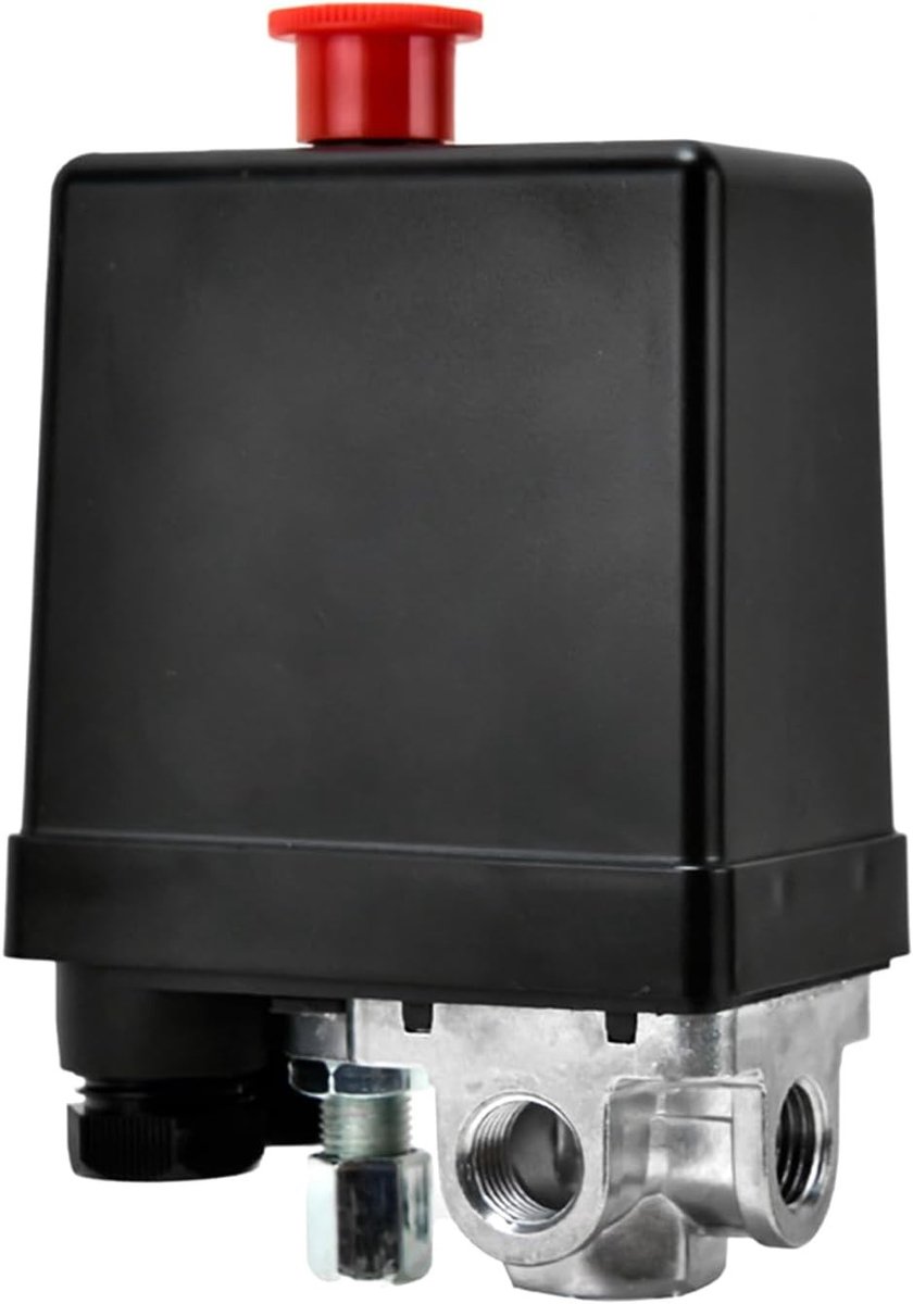 Multifunctionele Drukschakelaar voor Compressoren - 220V, 4-Gats Regulator en Controleklep voor Snelle Drukverlaging (20 A)