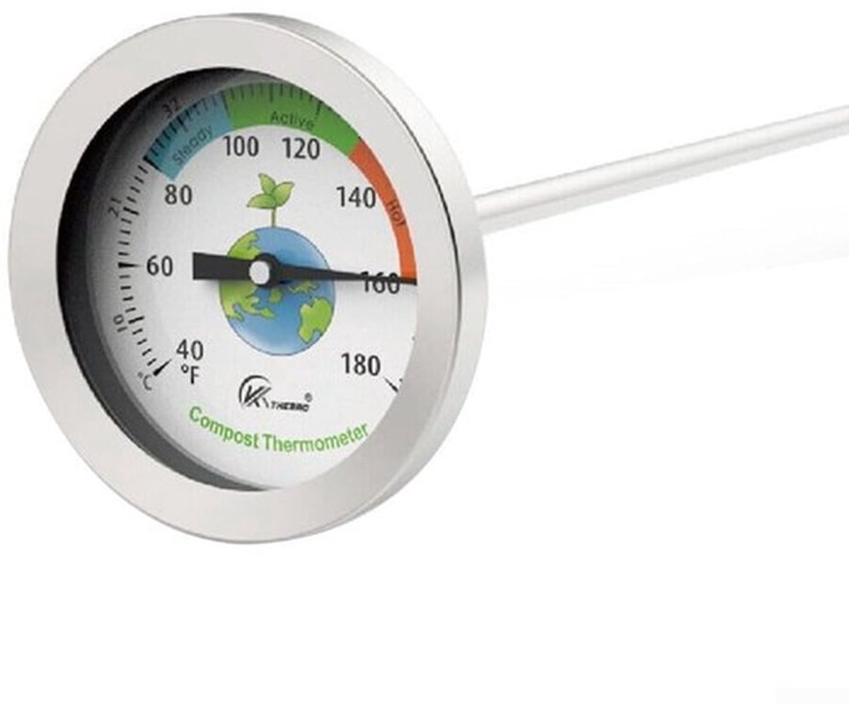 - Roestvrijstalen bodemthermometer - Compost bodemtester - Nauwkeurige bodemvochtigheidsmeter - 500mm sonde - Bodemtemperatuurmeter - Gesch...