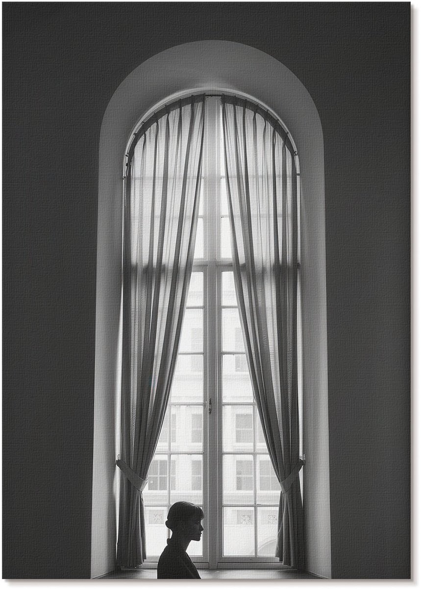 Tulup Polycanvas Wandposter - Vintage Raam, Fotografie - A4 - Zwart Kunst - Rechthoek - Wandkunstwerk - Woonkamer, Slaapkamer, Kantoor - Klassiek