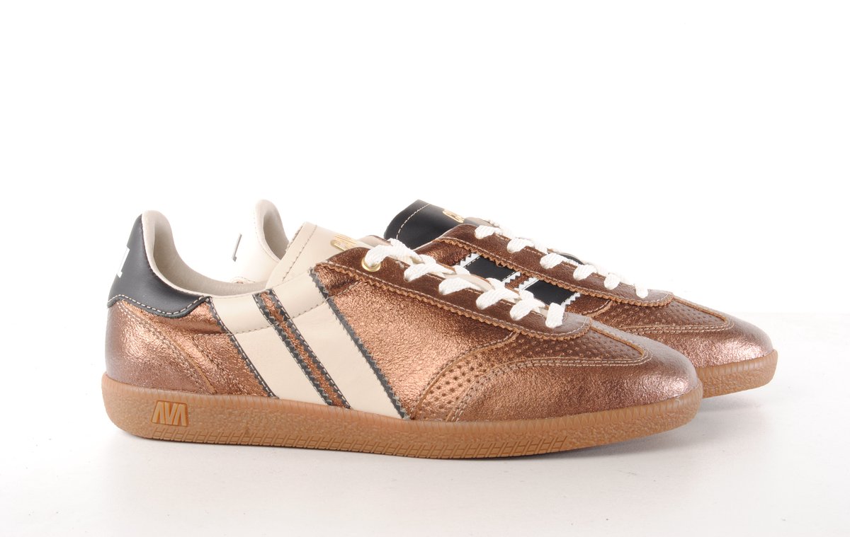 Caval dames sneaker Cava metallic leder bronz en bruin