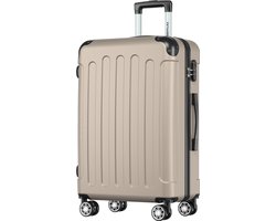 TRVLMORE Reiskoffer Middelgroot - 65 × 44 × 25 cm - 70L - Cijferslot - 4 Spinnerwielen 360° - Champagne