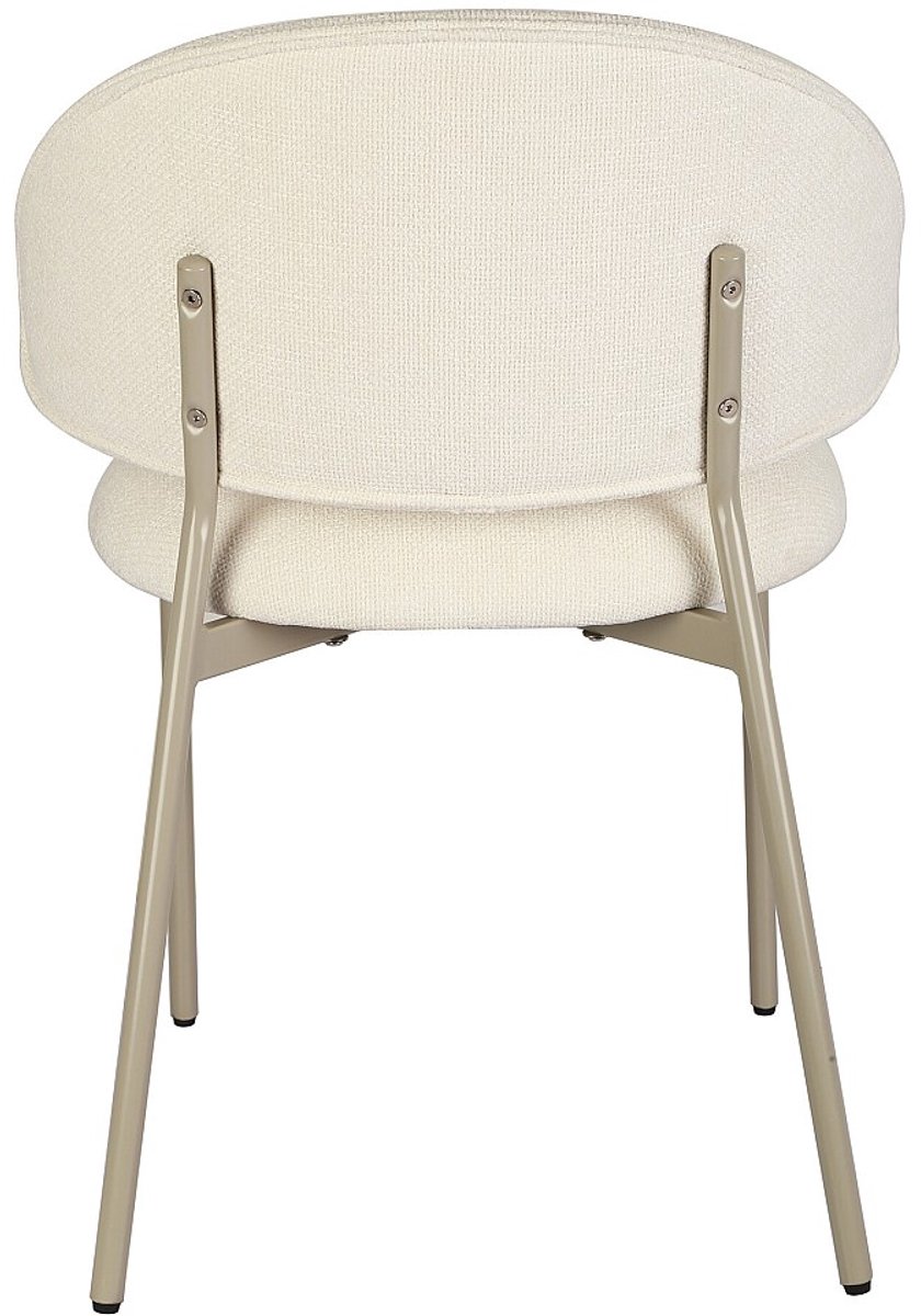 Vente-unique Set van 4 stoelen in getextureerd stof en beige metaal - Crème - VOSINIA