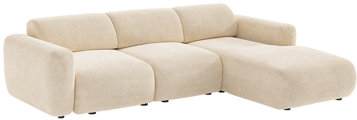 Vente-unique Grote modulaire hoekbank rechts in beige stof van Maison Céphy POGNI