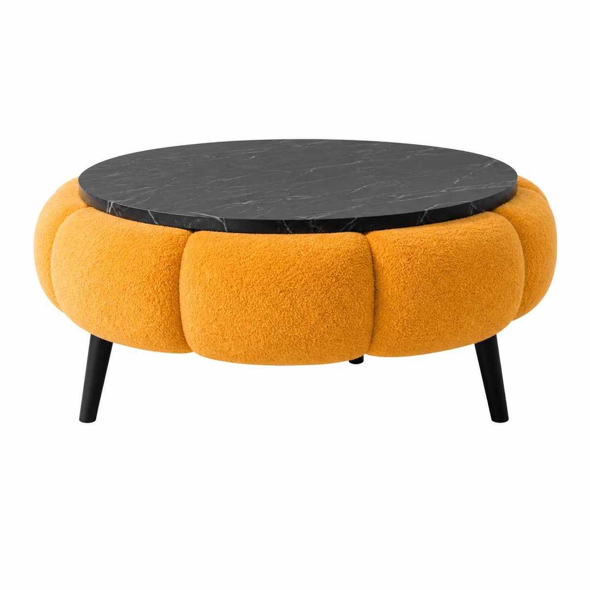 Skye Decor Bliss Papatya 60 – Salontafel – Oranje/Zwart marmer – Ø60 x 44 cm