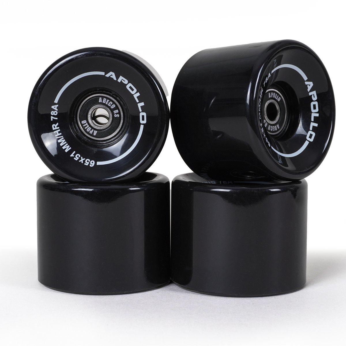 Apollo Skateboard- En Longboardwielen 65 Mm 78a Zwart Set Van 4