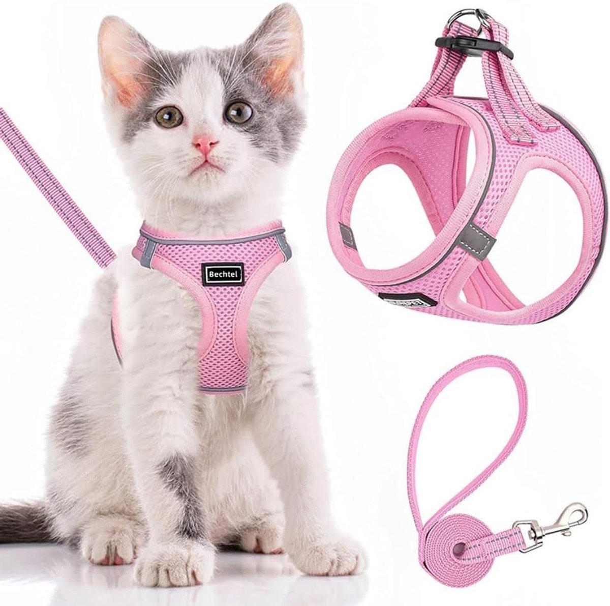 Verstelbare en Ademende Hondenharnas met Leash voor Kleine, Middelgrote en Grote Honden en Katten - Comfortabel en Gepadded voor Wandelen, Hardlopen en Training