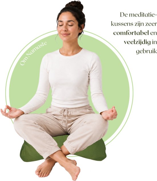 Om Namaste Halve Maan Meditatiekussen Zitkussen Groen - Pro Moon van Om Namaste — afbeelding 4