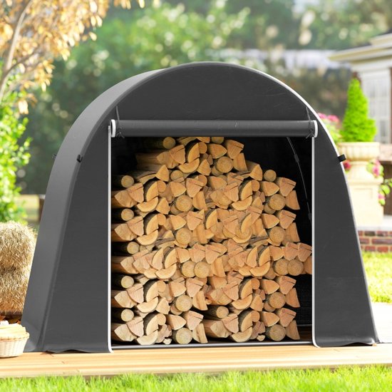 1 stuk - 8 x 4 voet tuin opslag tent - waterdichte fiets tent - met rollende gordijn rits deur en galvaniseerd metaal frame - donkergrijs — afbeelding 4