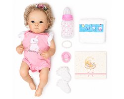 TEKROA® Reborn Baby Pop Meisje - Babypoppen - 46 cm - Levensechte Zacht Vinyl Pop met Zacht Lichaam - Realistische Peuterpop Set met Accessoires - Vanaf 3 Jaar