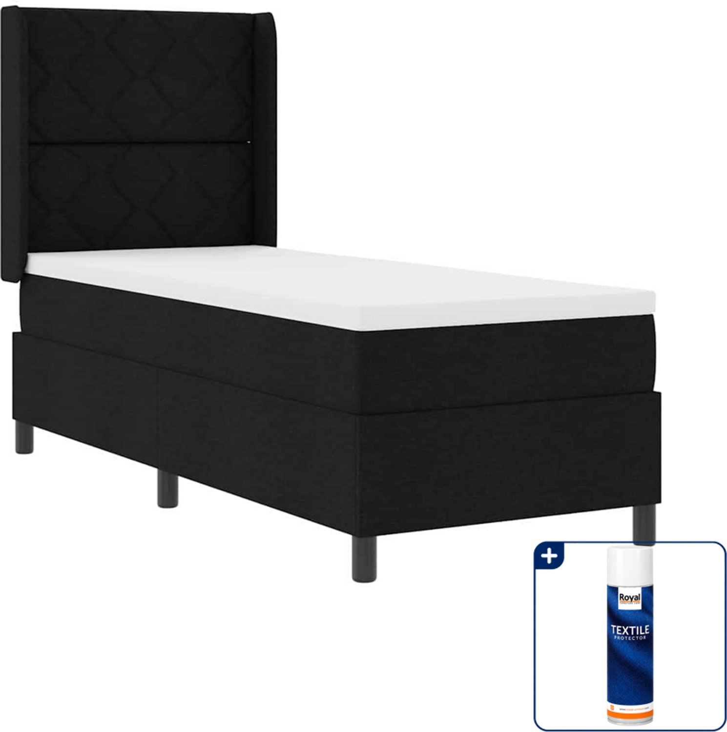 vidaXL boxspring met matras en led - 80 x 200 cm - zwart - Inclusief textielbeschermer 500 ml