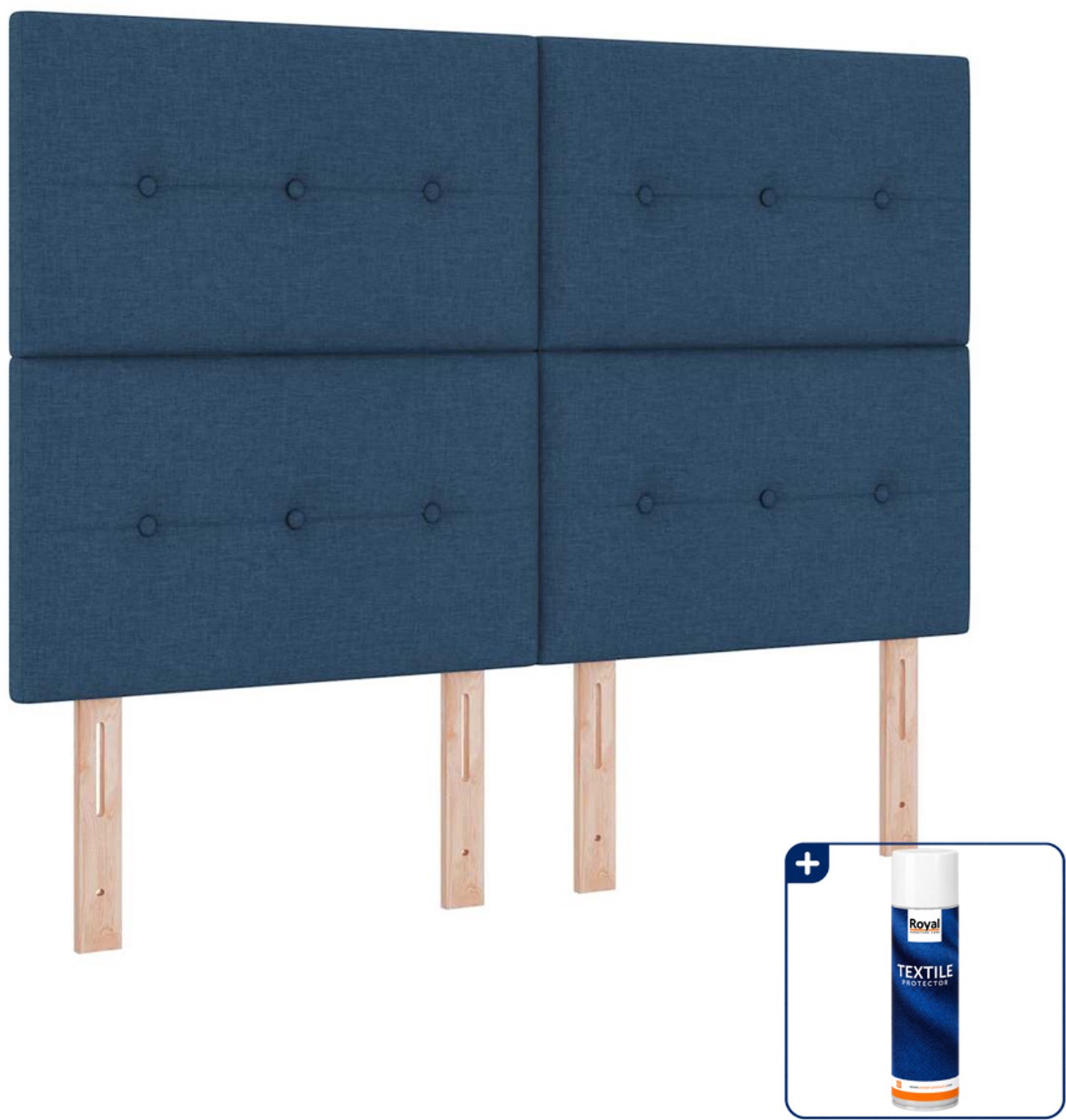 vidaXL boxspring Queensize - 160 x 200 cm - blauw - Inclusief textielbeschermer 500 ml