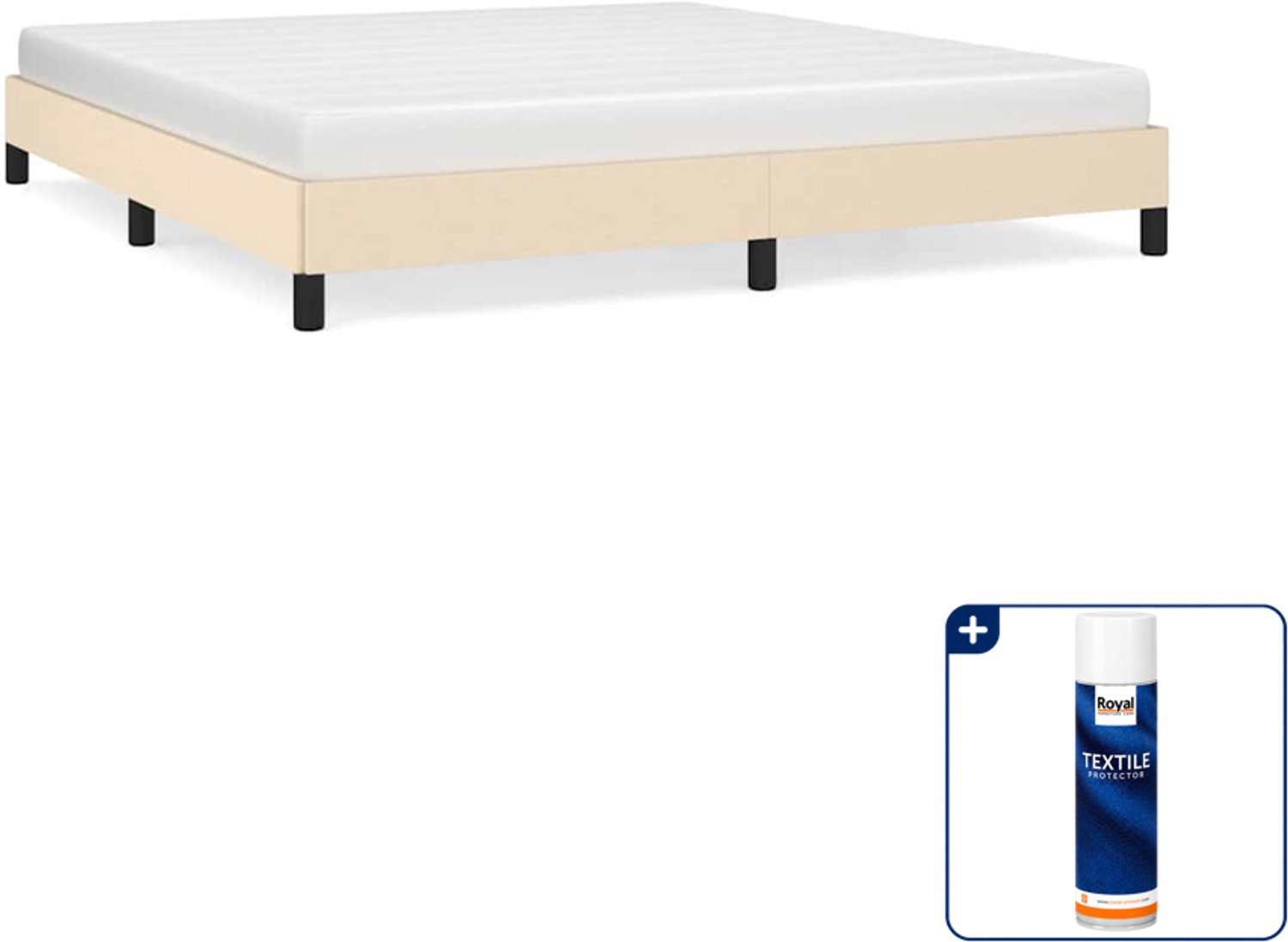 vidaXL Bedframe - Kingsize - 180 x 200 cm - crème - Inclusief textielbeschermer 500 ml