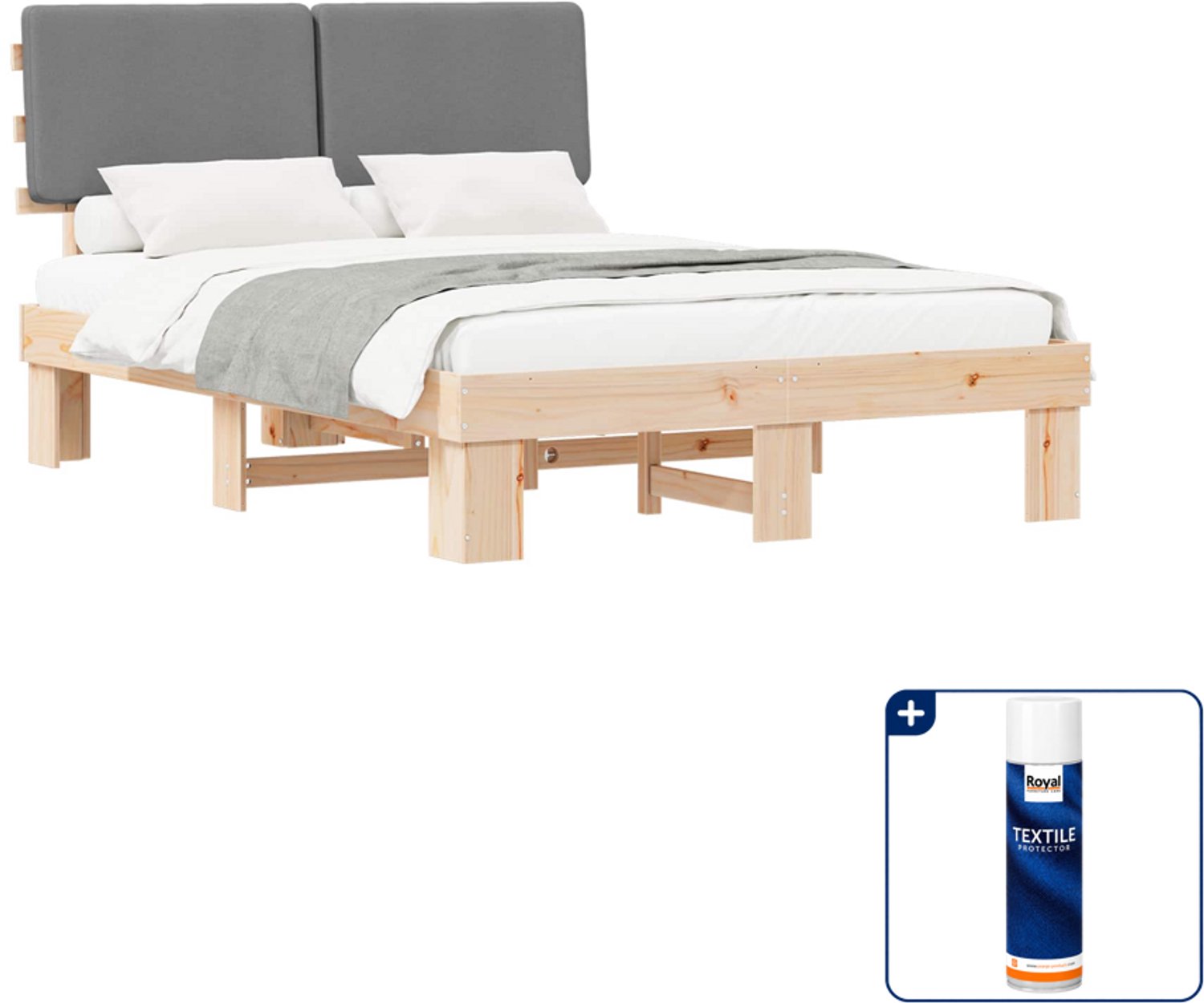 vidaXL bedframe - 120 x 190 cm - lichtgrijs - Inclusief textielbeschermer 500 ml