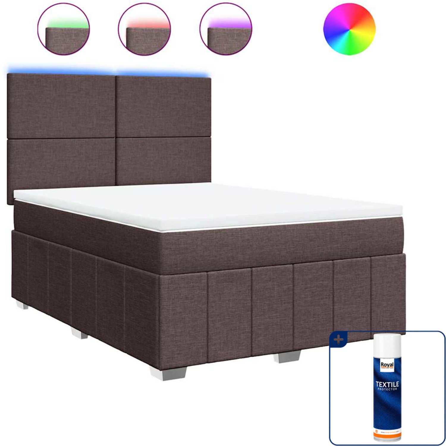 vidaXL boxspring Queensize - 160 x 200 cm - donkerbruin - Inclusief textielbeschermer 500 ml