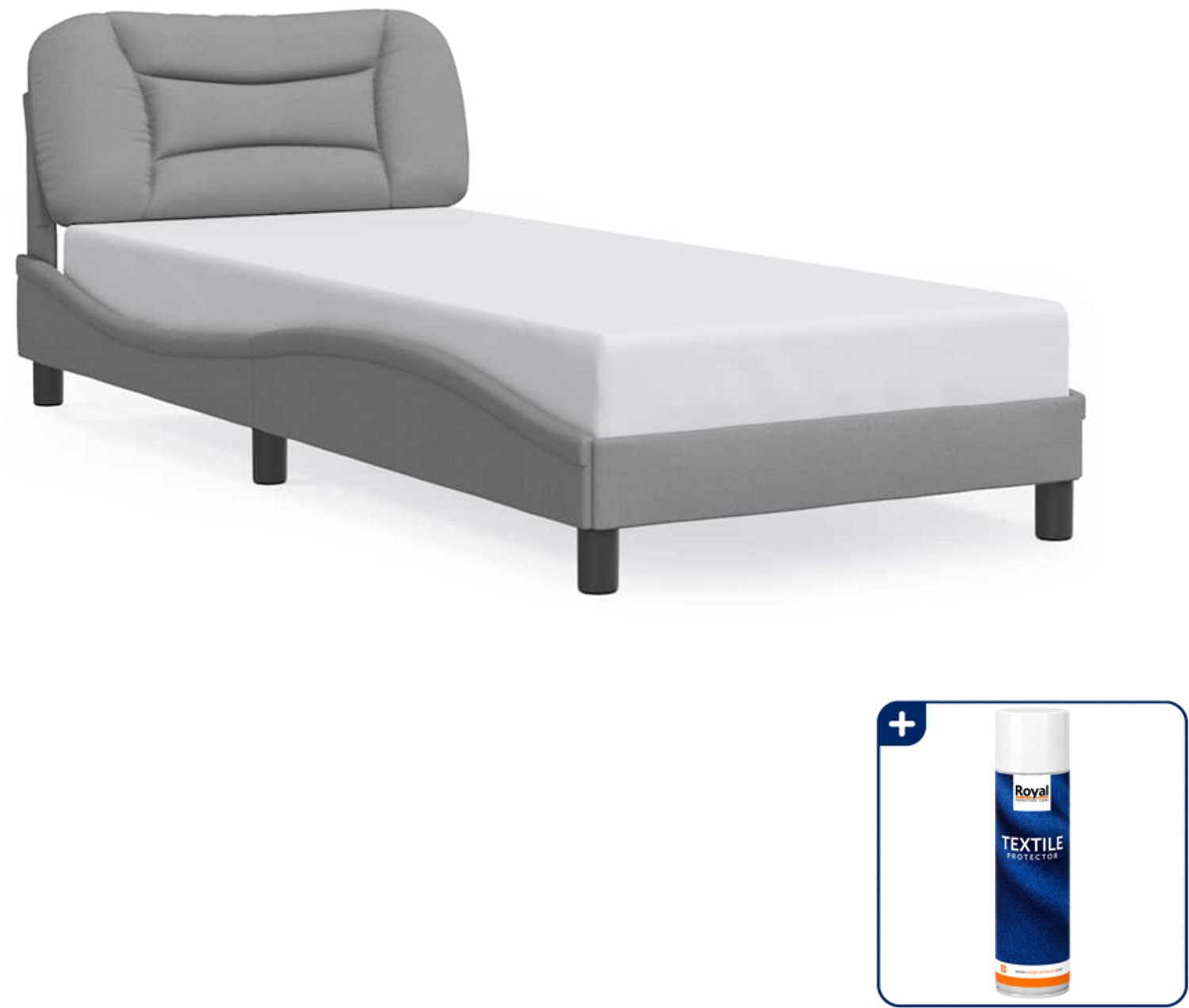 vidaXL bedframe Hvar - 80 x 200 cm - stof - lichtgrijs - Inclusief textielbeschermer 500 ml Bruin